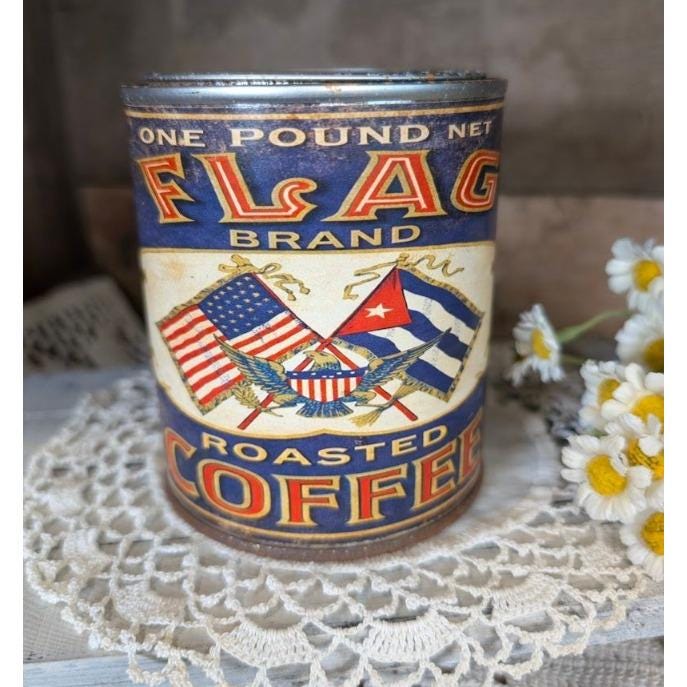 FLAG Roasted Coffee Red Vintage Inspired Rusted Can - Pint - Americana