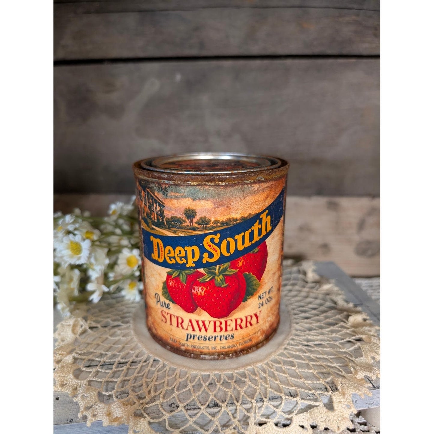 DEEP SOUTH Strawberry Perserves Vintage Inspired Rusted Can - Pint
