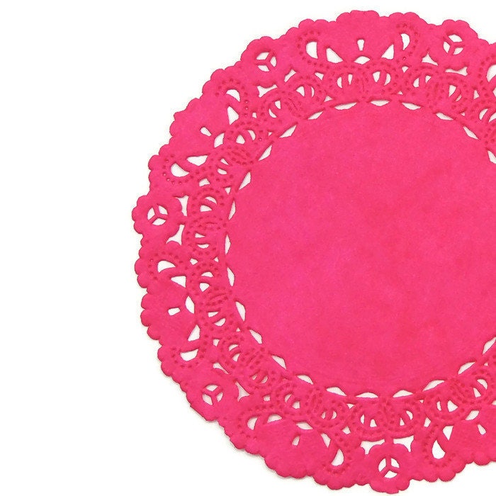 HOT PINK ROSE Normandy Paper Doilies | 5" 8" Sizes | Hot Pink Charger Plates, Fuchsia Paper Doilies, Bright Pink Doily