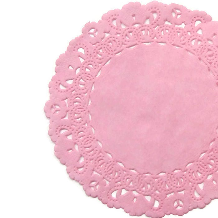 BUBBLE GUM PINK Paper Doilies Normandy | 6" 8" 10" Sizes | Pink Paper Doily, Pink Doily, Pink Chargers, Pink Baby Decor