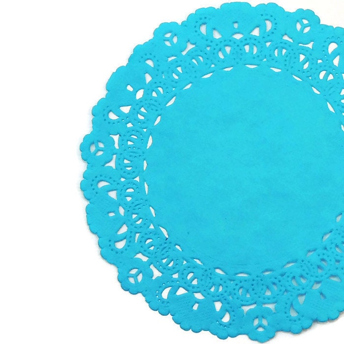 BAHAMA BLUE Normandy Paper Lace Doilies | 5" 8" 10" Sizes | Teal Doily, Turquoise Doily,  Blue Paper Doily