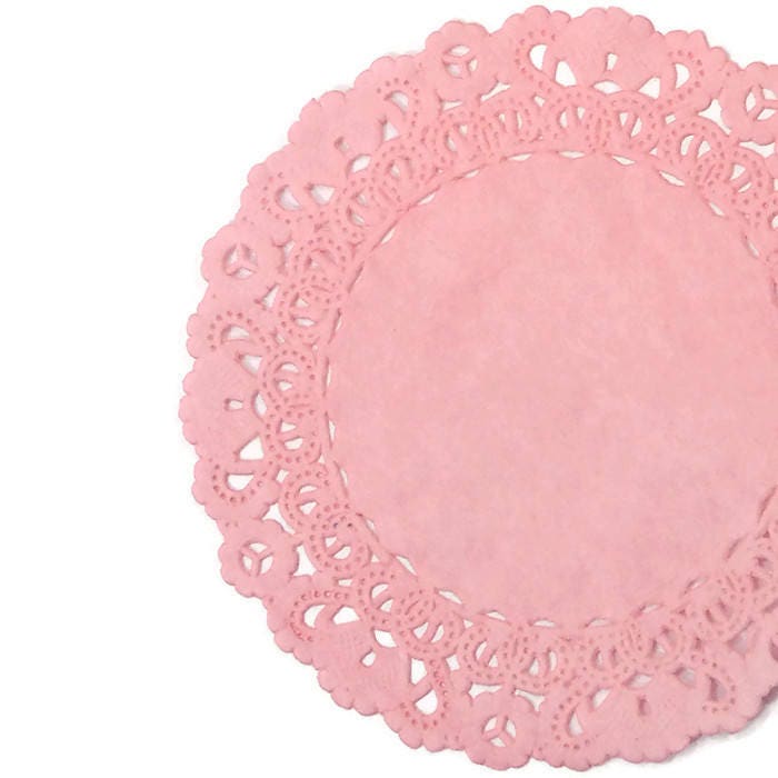ROSE BUD PINK Paper Doilies Normandy  | 6" 8" 10" Sizes | Pink Paper Doily, Light Pink Doily, Pink Charger, Peach Pink Doilies