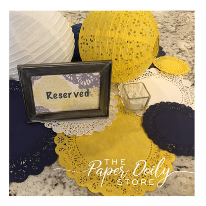 NAUTICAL NAVY BLUE Paper Doilies Normandy | 4" & 6" Round Sizes | Navy Blue Doily, Dark Blue Doilies, Navy Chargers