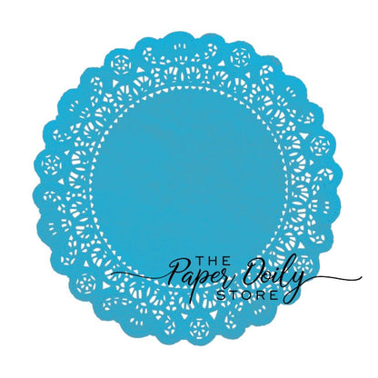 TURQUOISE BLUE Paper Doilies  Normandy | 5" 6" 8" Sizes | Turquoise Paper Doily, Turquoise Chargers