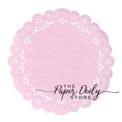 10 - 6" ICE PINK Paper Doilies French Lace | Light Pink Paper Doilies, Pink Paper Chargers, Baby Shower Girl