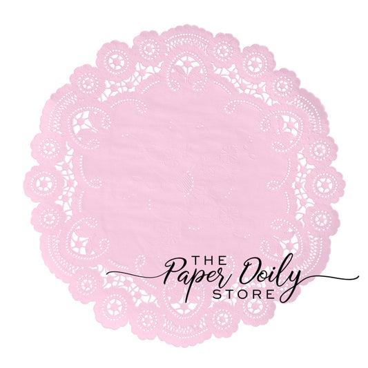 10 - 6" ICE PINK Paper Doilies French Lace | Light Pink Paper Doilies, Pink Paper Chargers, Baby Shower Girl