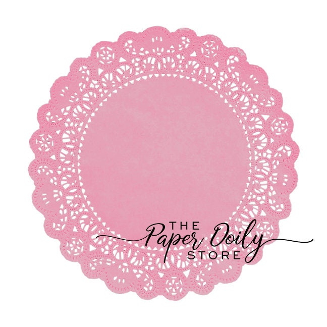 BUBBLE GUM PINK Paper Doilies Normandy | 6" 8" 10" Sizes | Pink Paper Doily, Pink Doily, Pink Chargers, Pink Baby Decor