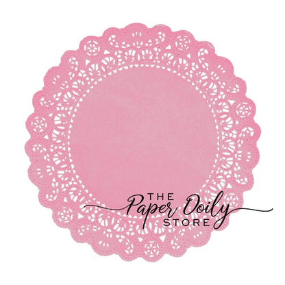 BUBBLE GUM PINK Paper Doilies Normandy | 6" 8" 10" Sizes | Pink Paper Doily, Pink Doily, Pink Chargers, Pink Baby Decor