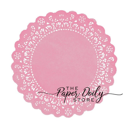 BUBBLE GUM PINK Paper Doilies Normandy | 6" 8" 10" Sizes | Pink Paper Doily, Pink Doily, Pink Chargers, Pink Baby Decor