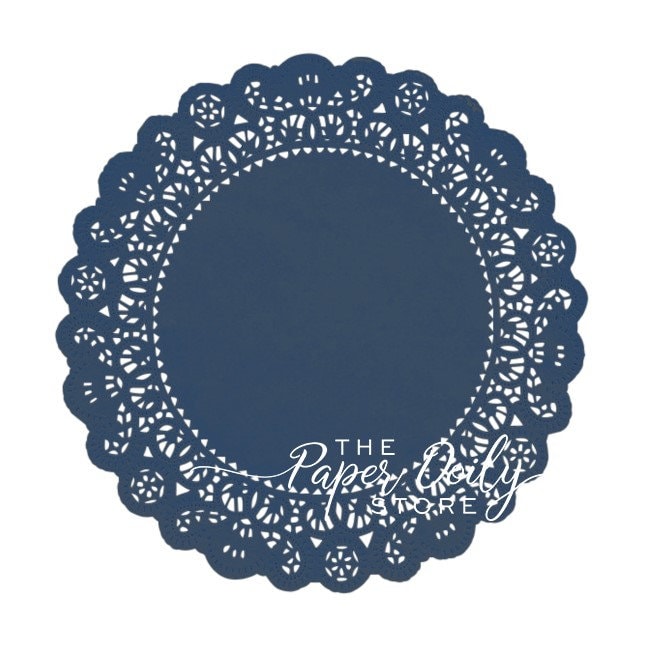 NAUTICAL NAVY BLUE Paper Doilies Normandy | 4" & 6" Round Sizes | Navy Blue Doily, Dark Blue Doilies, Navy Chargers