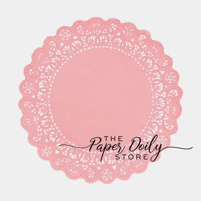 15 - 6" BLOSSOM Pink Peach Paper Lace Doilies | Pink Peach Doily, Coral Paper Doily, Coral Placemat Charger