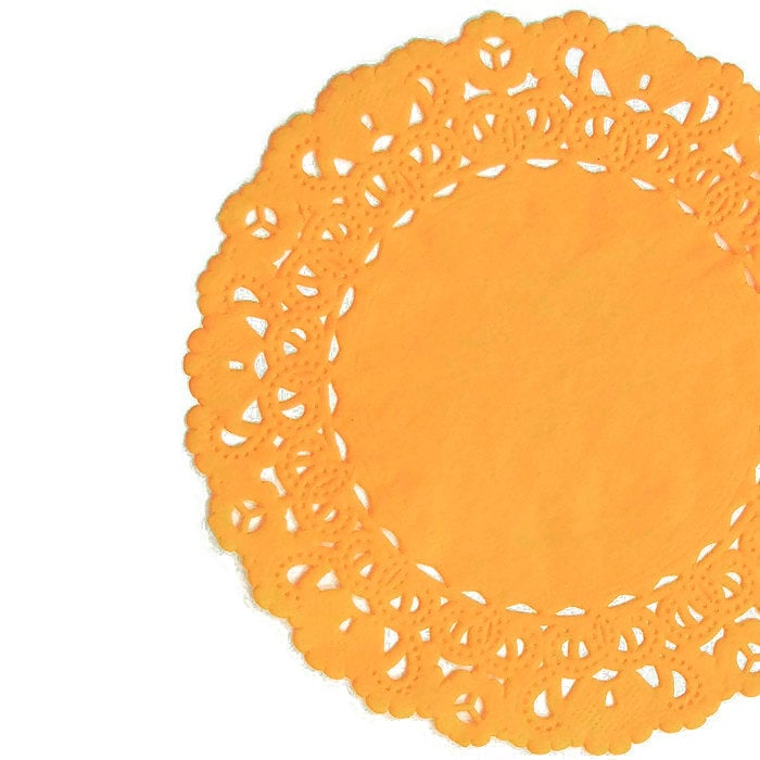 21 - 12" - LIGHT PUMPKIN ORANGE  Paper Doilies Normandy | Light Orange Paper Doilies, Orange Paper Chargers, Orange Placemats
