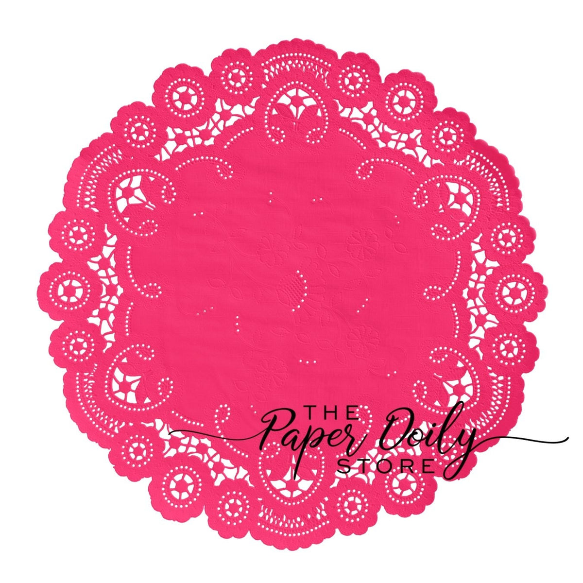 HOT PINK ROSE French Lace Paper Doilies | 8" Sizes | Fuchsia Pink Paper Doilies, Pink Paper Doilies, Hot Pink Placemats, Cinco de Mayo