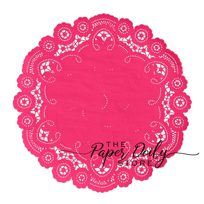 HOT PINK ROSE French Lace Paper Doilies | 8" Sizes | Fuchsia Pink Paper Doilies, Pink Paper Doilies, Hot Pink Placemats, Cinco de Mayo