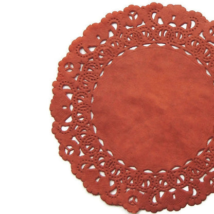 17 - 10" RUST Normandy Paper Doilies | Rust Color Paper Doily, Copper Paper Doilies, Rust Orange Charger Doily