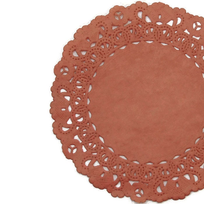 TERRA COTTA Paper Doilies | 4" 5" 6" 8" 10" Sizes | Rust Round Paper Doily, Copper Paper Doilies, Rust Orange Charger Doily