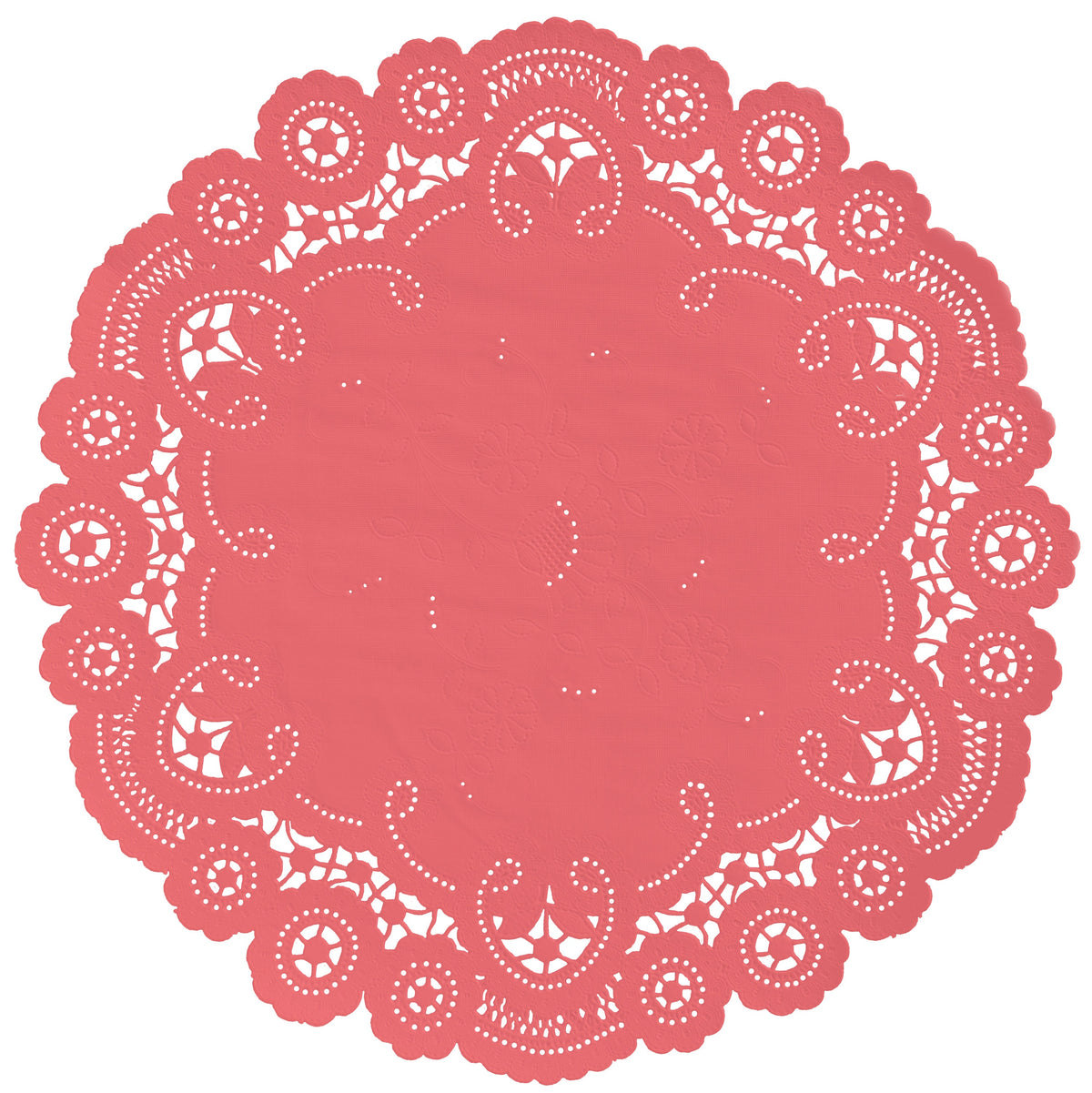 10 Pack of 12" - CORAL PASSION French Lace Paper Doilies | Coral Pink Paper Doilies, Dark Peach Paper Chargers, Coral Placemats