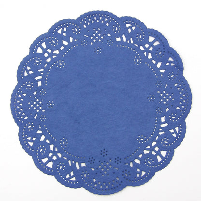 SAPPHIRE BLUE French Lace Paper Doilies | 6" Size | Round Royal Doilies, Dark Blue Chargers, Sapphire Placemats, Sapphire Chargers