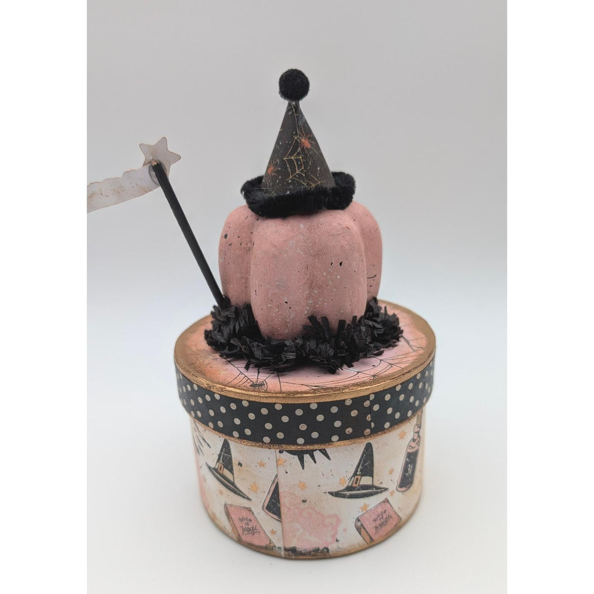 Vintage Style HALLOWEEN Jack O' Lantern Head on Box! Handmade! (011)