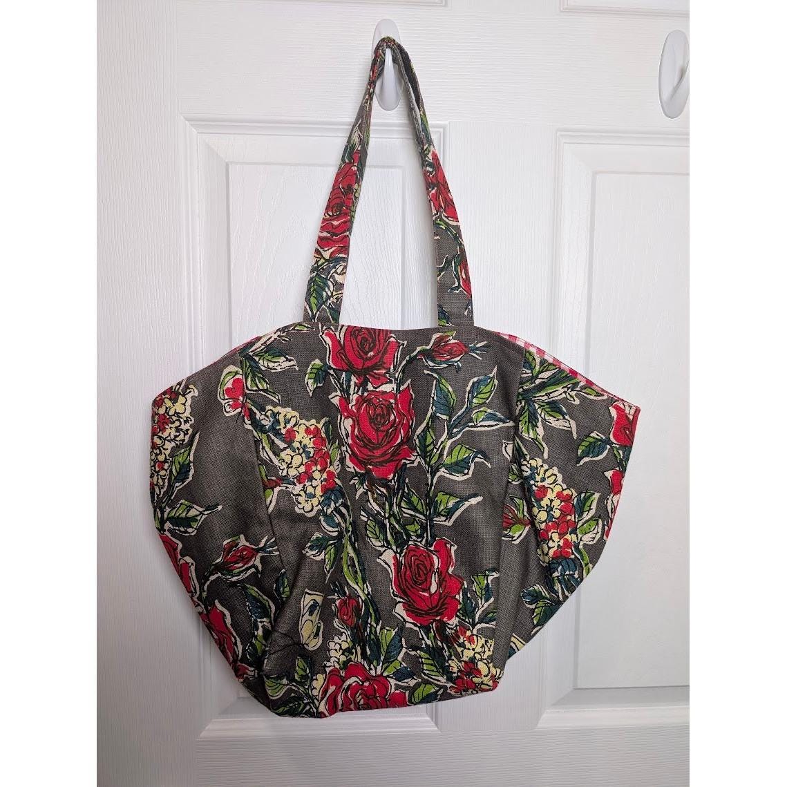 Vintage Print FLORAL LINEN Shoulder Bag - Hand Sewn - GORGEOUS!