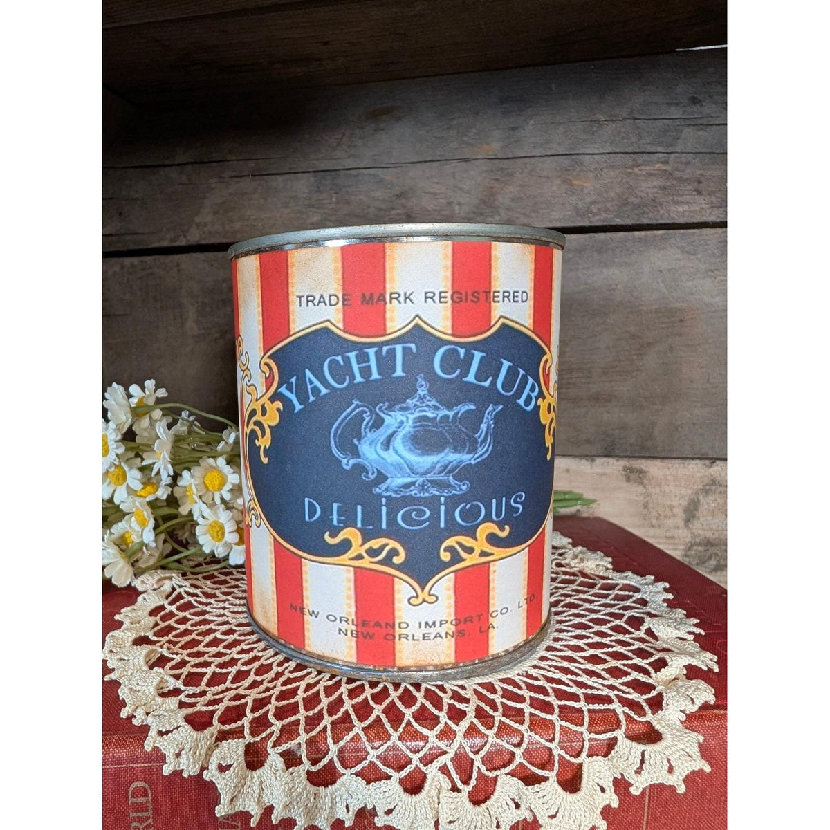 Yacht Club Delicious TEA Vintage Inspired Rusted Can - Pint - Red Stripe