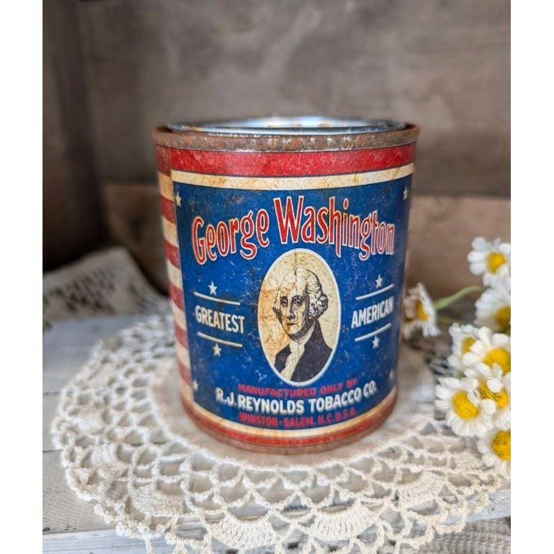 GEORGE WASHINGTON Tobacco Co. Vintage Inspired Rusted Can - Pint