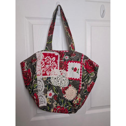 Vintage Print FLORAL LINEN Shoulder Bag - Hand Sewn - GORGEOUS!