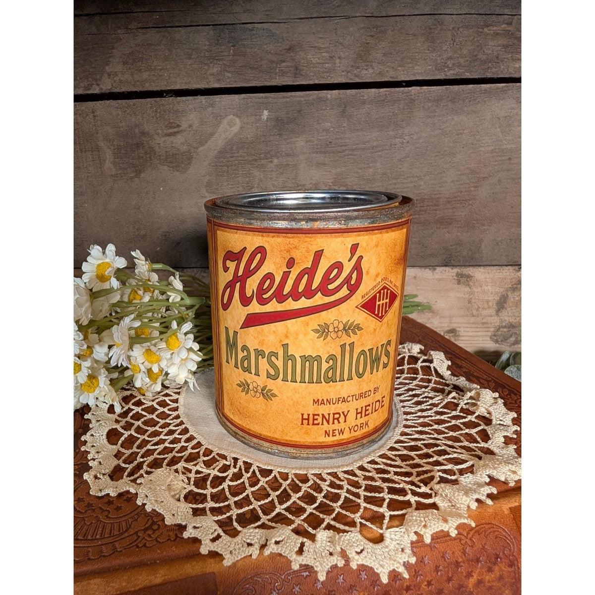 Heide's MARSHMALLOWS Vintage Inspired Rusted Can - Pint