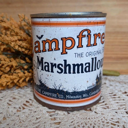 CAMPFIRE HALLOWEEN Rusty Vintage Style Upcycled Pint Tin