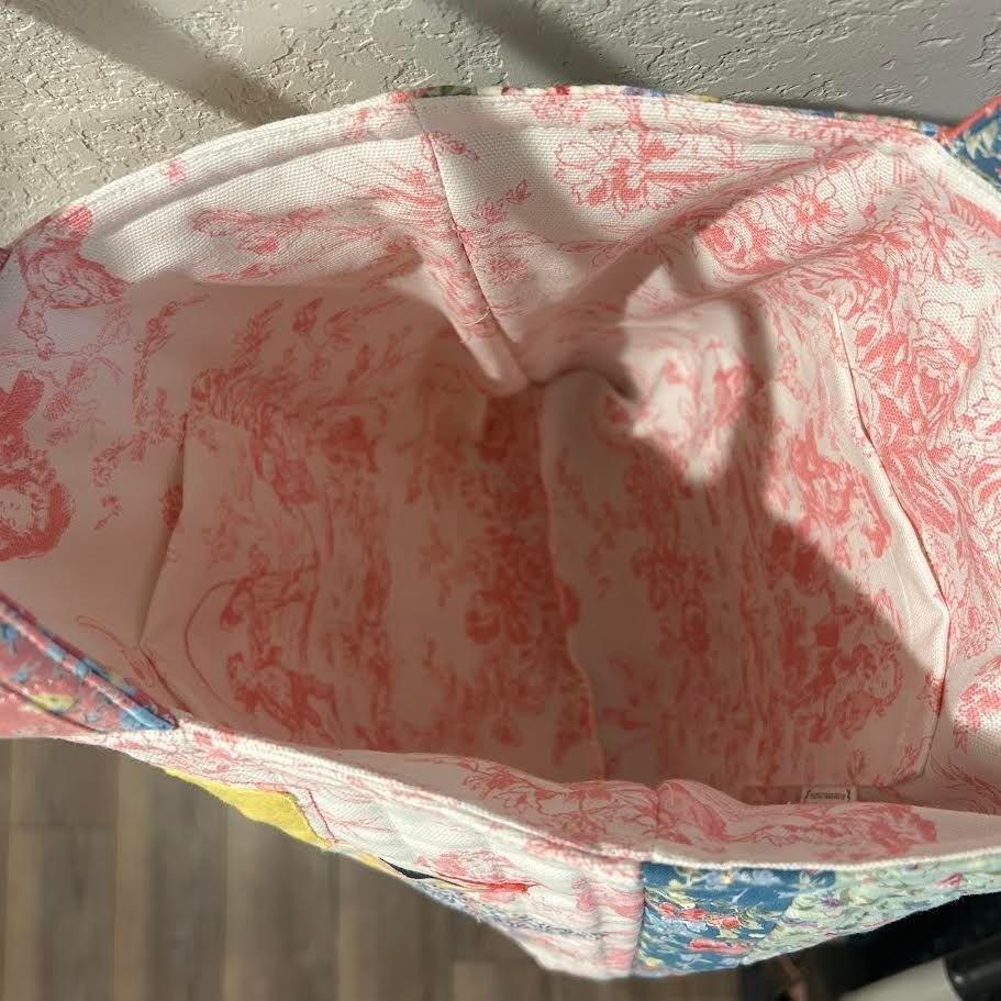 Upcycled Vintage Feed Sack Dresden Plate Tote Bag Purse