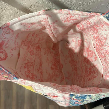 Upcycled Vintage Feed Sack Dresden Plate Tote Bag Purse