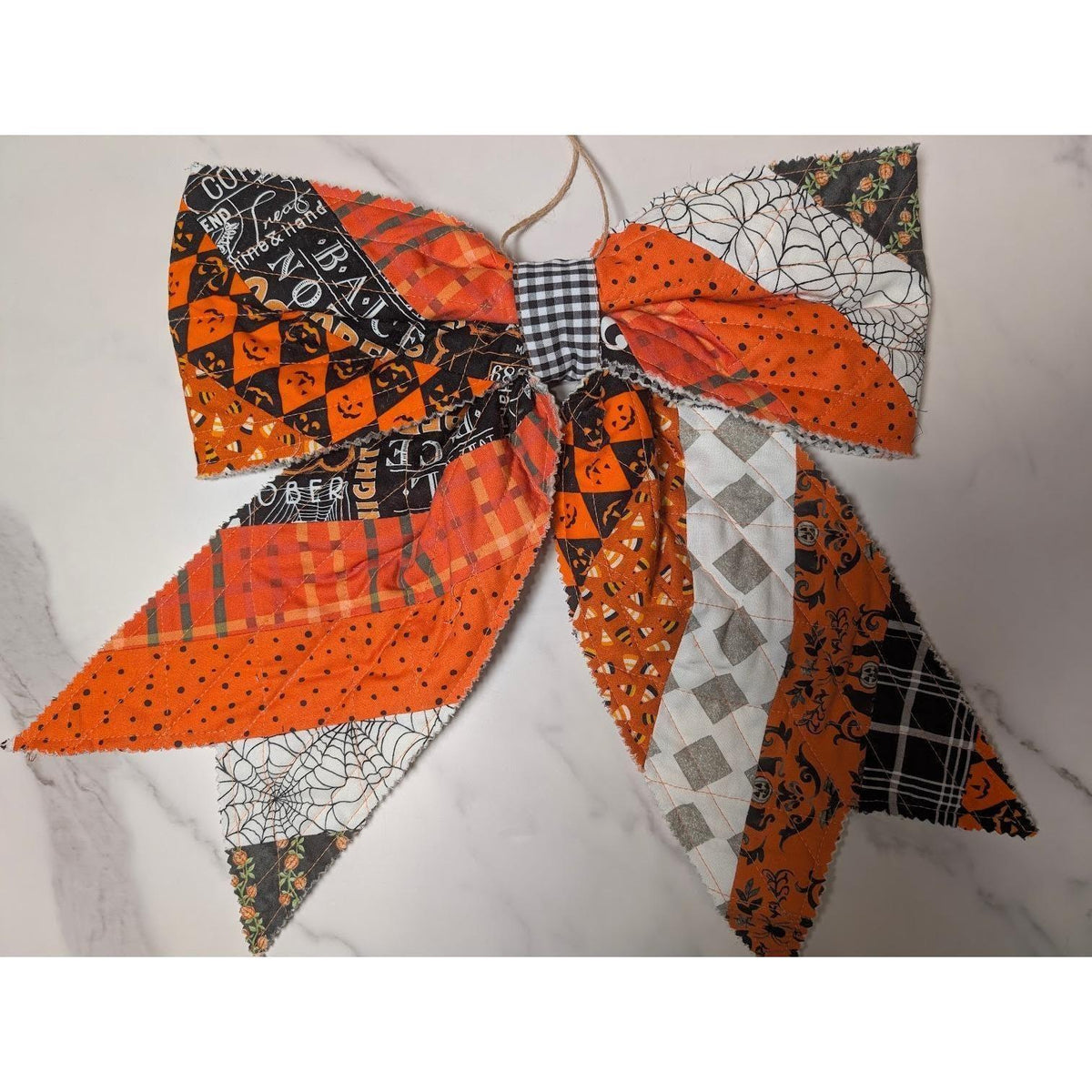 Large Quilted HALLOWEEN Front Door Bow No. 3 - Vintage Inspired