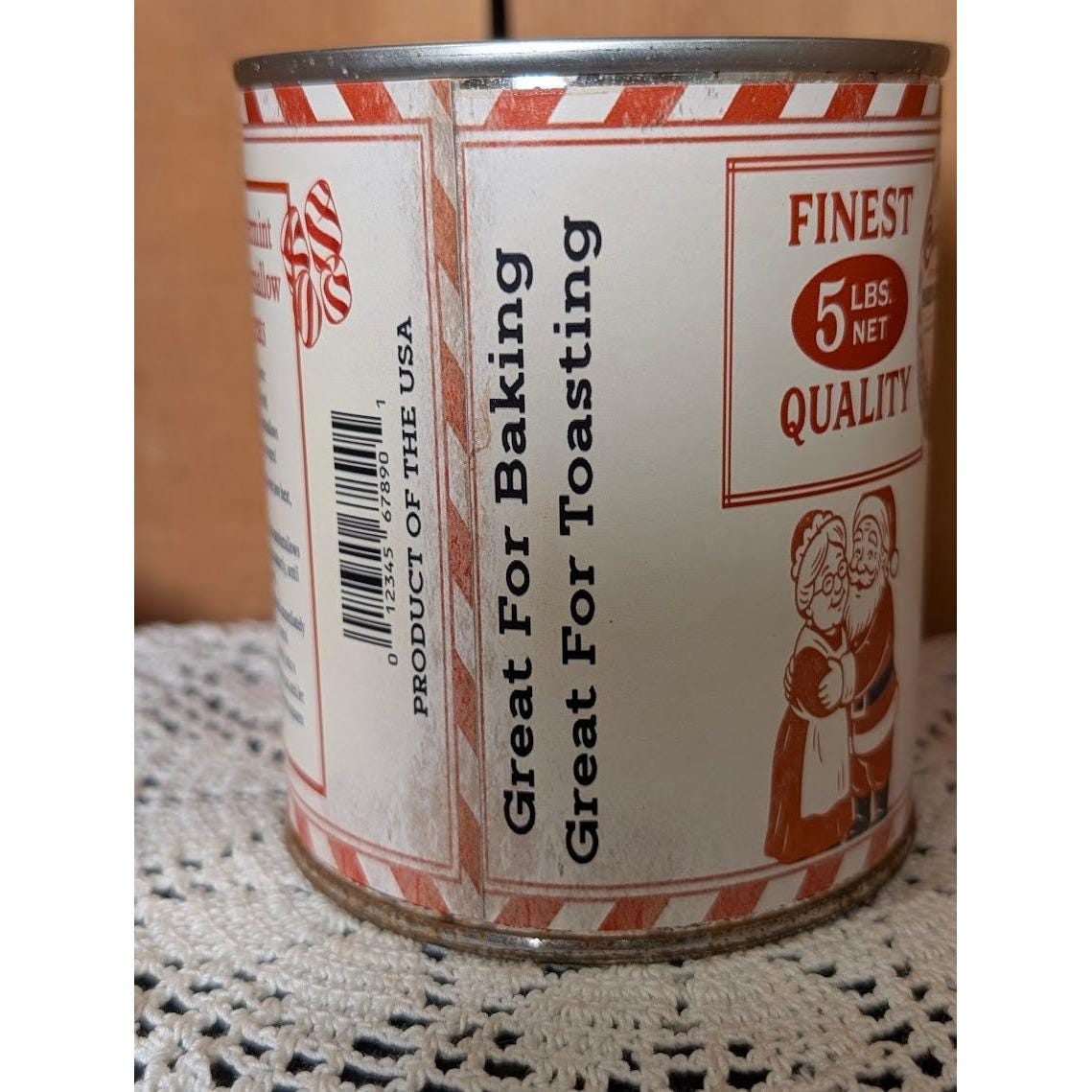 Christmas CAMPFIRE Peppermint MARSHMALLOWS Rusty Vintage Inspired Pint Tin