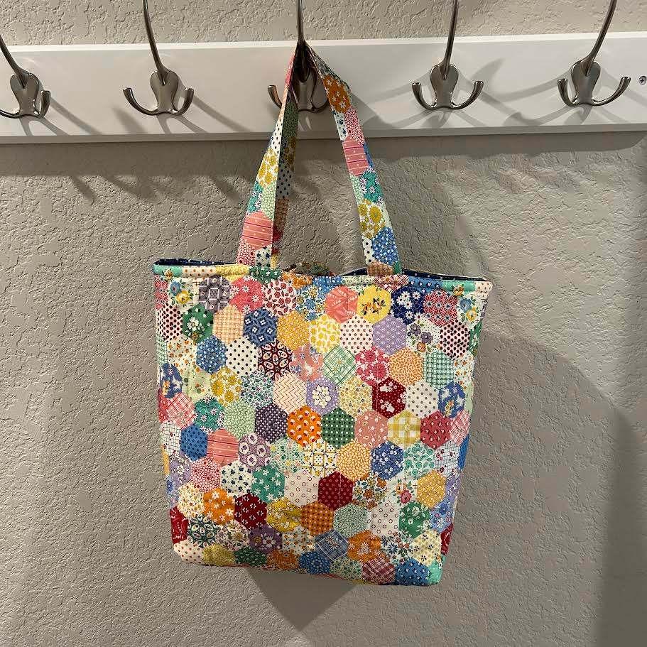 Vintage Wedding Ring Quilt Upcycled Tote Bag Purse No. 1 - Gorgeous!