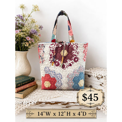 Vintage Grandma's Flower Garden Quilt Upcycled Tote Bag Purse - Gorgeous!