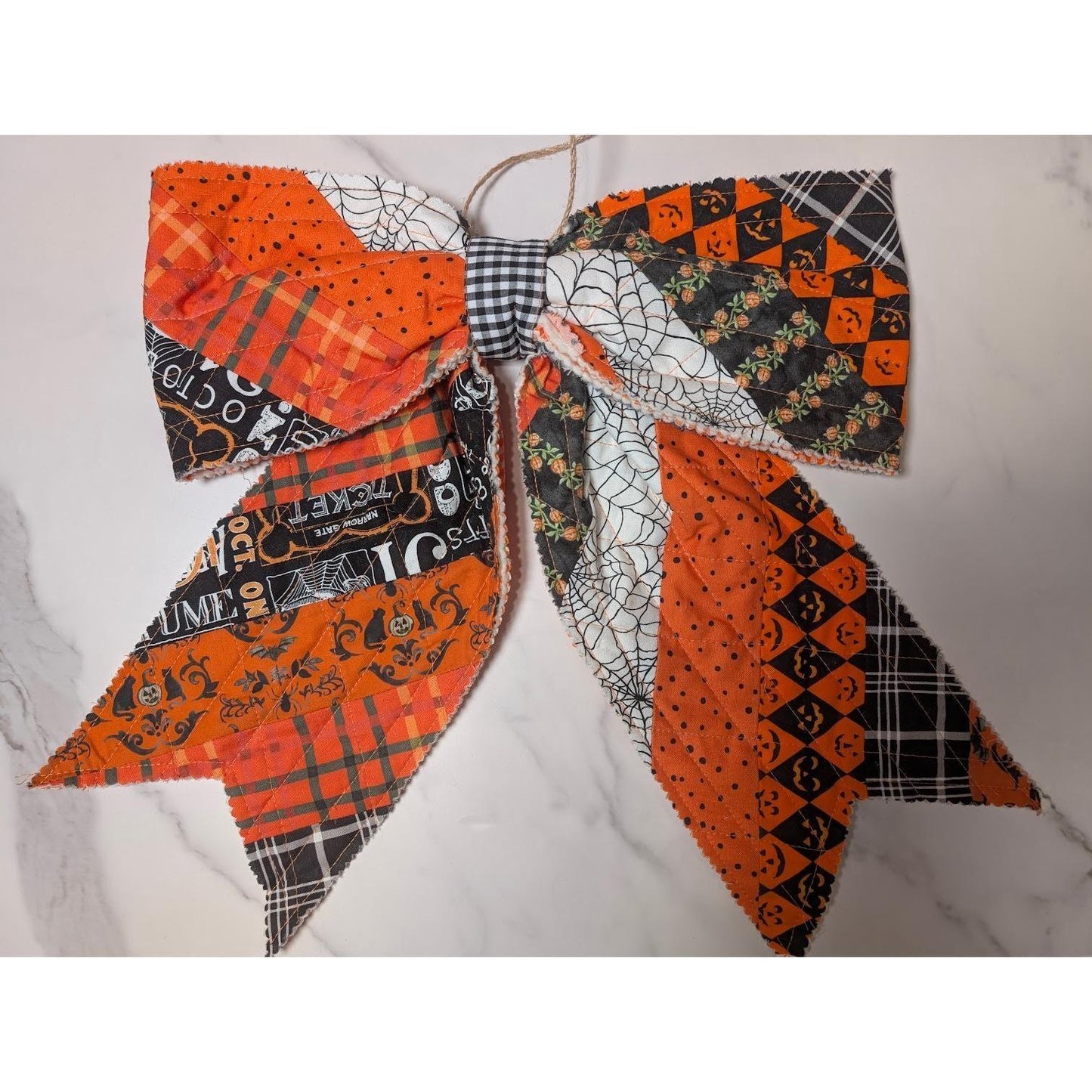 Large Quilted HALLOWEEN Front Door Bow No. 1 - Vintage Inspired