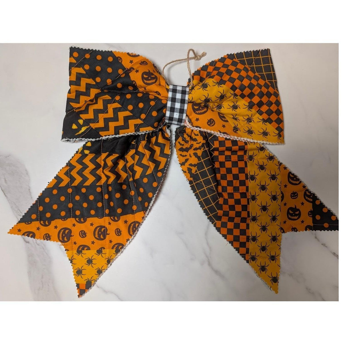 Large Quilted HALLOWEEN Front Door Bow No. 2 - Vintage Inspired