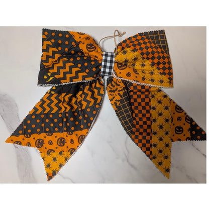 Large Quilted HALLOWEEN Front Door Bow No. 2 - Vintage Inspired