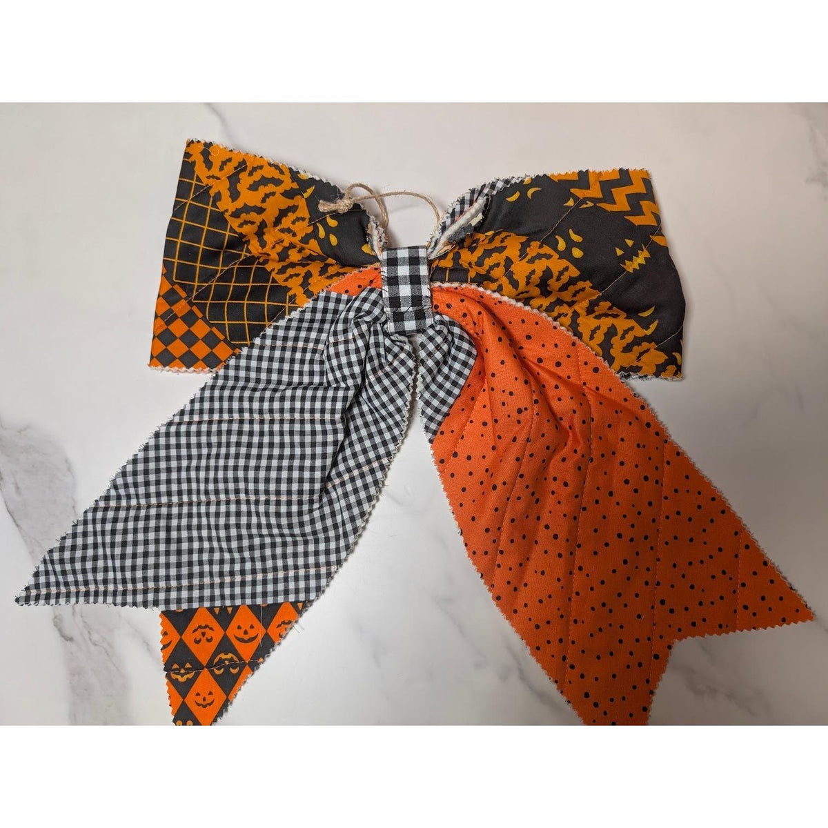 Large Quilted HALLOWEEN Front Door Bow No. 2 - Vintage Inspired
