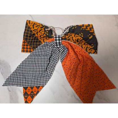Large Quilted HALLOWEEN Front Door Bow No. 2 - Vintage Inspired