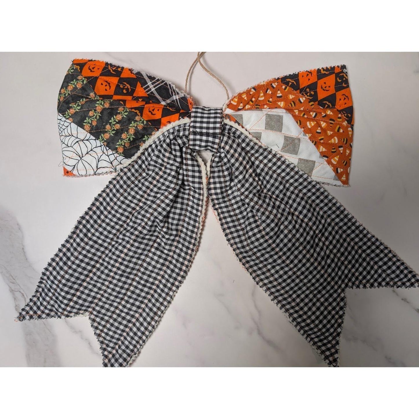 Large Quilted HALLOWEEN Front Door Bow No. 3 - Vintage Inspired