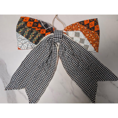 Large Quilted HALLOWEEN Front Door Bow No. 3 - Vintage Inspired