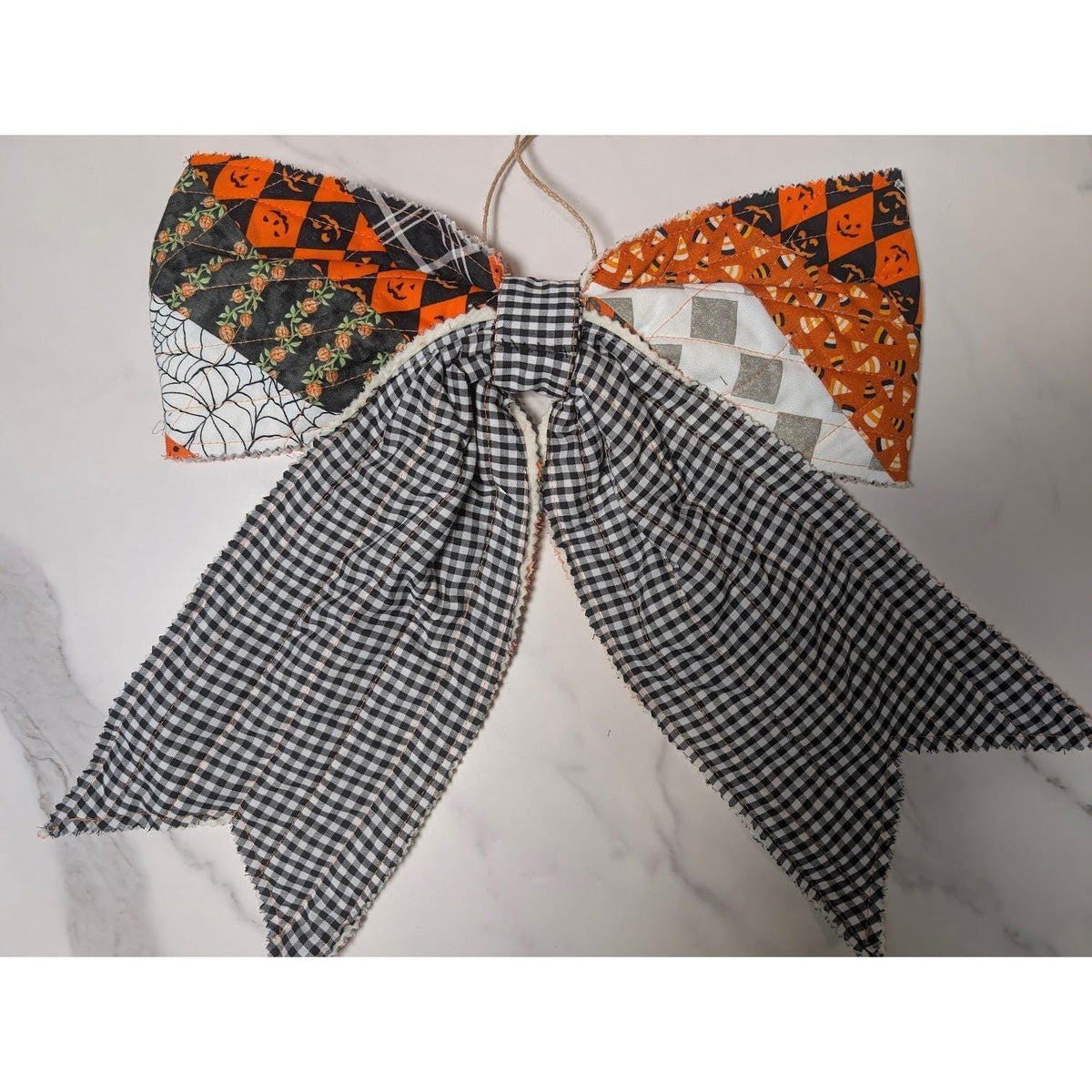 Large Quilted HALLOWEEN Front Door Bow No. 3 - Vintage Inspired
