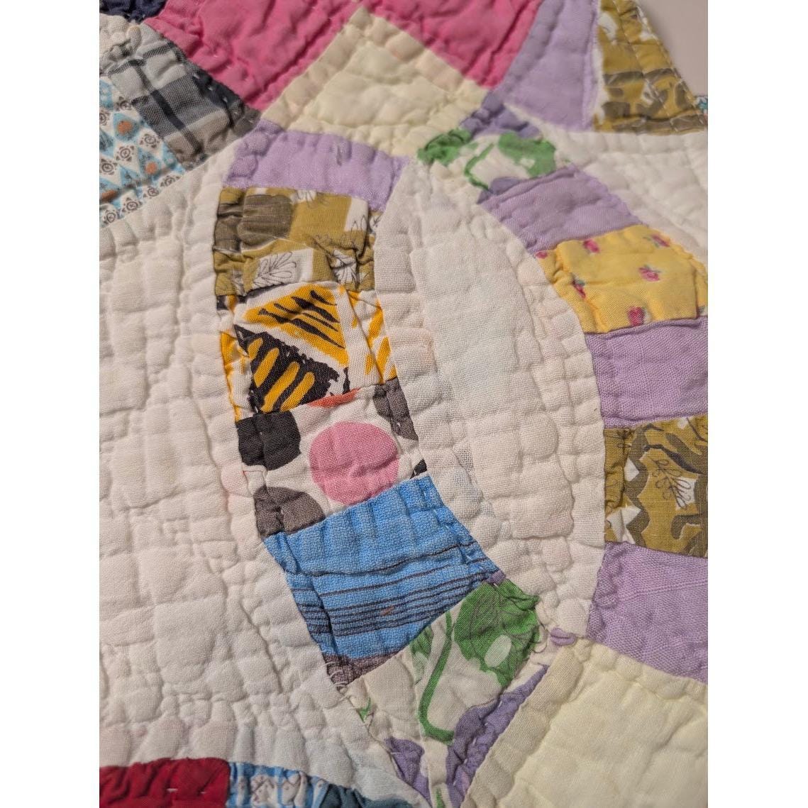 Vintage Wedding Ring Quilt Upcycled Tote Bag Purse No. 2 - Gorgeous!
