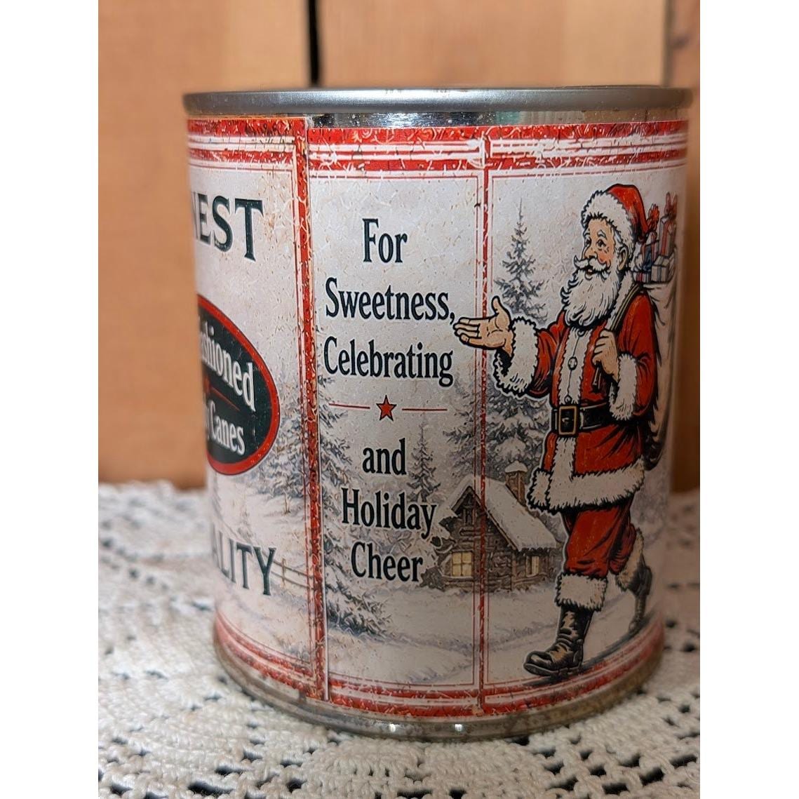 Christmas OLD FASHIONED Candy Canes Rusty Vintage Inspired Pint Tin